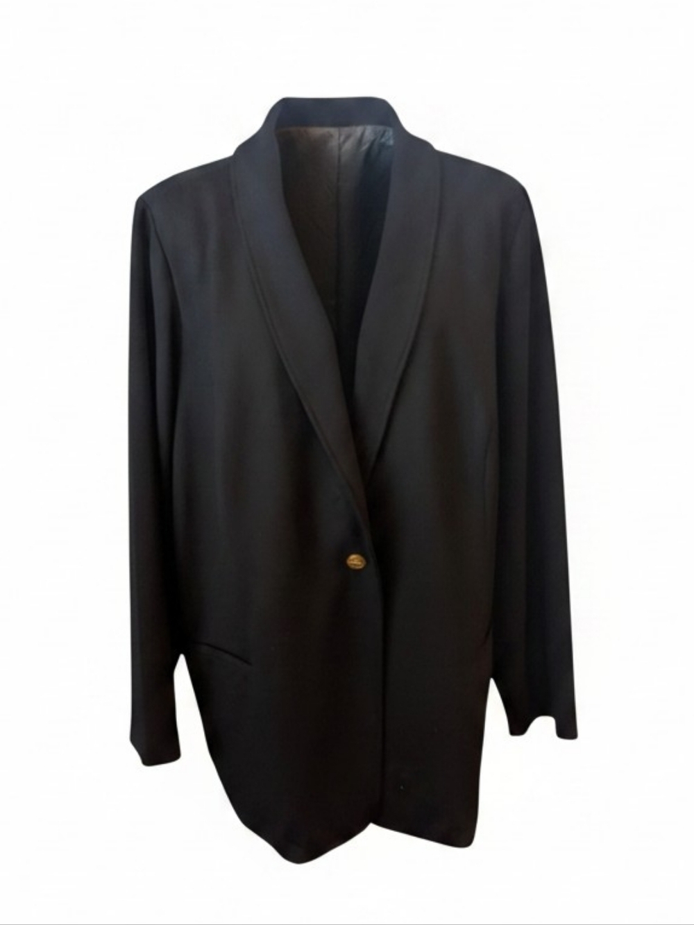 New IMAN Black Long Blazer Jacket  Gold One Button Blazer Career NWT Sz 2X